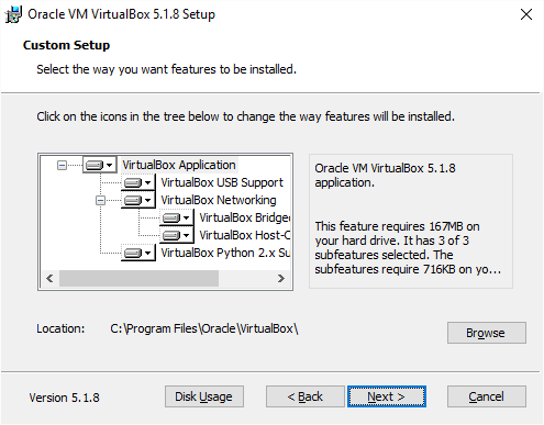 VirtualBox Installation Features First