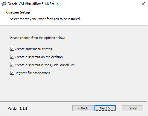 VirtualBox Installation Features Second