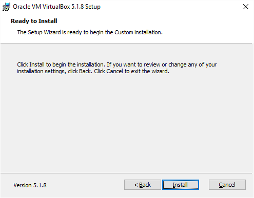 VirtualBox Installation Begin Install