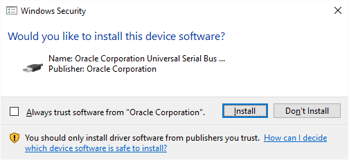 VirtualBox_Installation_Device Software_01 VirtualBox Installation Device Software First