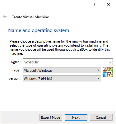 Windows P6 VirtualBox Install Name & Operating System
