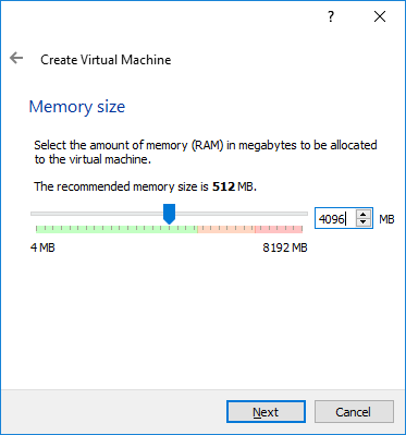Windows P6 VirtualBox Install Memory Size