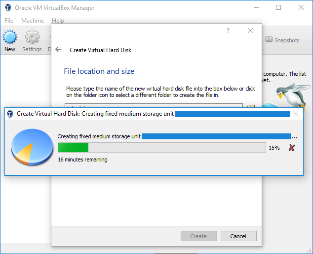Windows P6 VirtualBox Install Hard Disk Creation