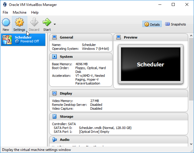 Windows P6 VirtualBox Install Main Screen